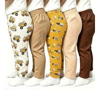 RANDOM 5 pièces ENVOI 2 pièces, Pantalons longs décontractés simples, doux et confortables pour bébés garçons, motif voiture et excavatrice, pantalon quotidien pour garçon, cadeau motif préféré des ga