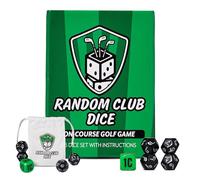 Random Club Dice On-Course Jeu de dés de golf - Défi amusant pour les golfeurs et les amis - Jeux de dés portables sur le terrain - Comprend 4 dés de club aléatoires, 1 dé d'action et un sac de