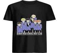 Random Ouran High School Host Club 97 Cotton Short Sleeve T Shirt for Men Black M