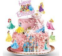 Randomgo 11 Pièces Decoration Gateau Anniversaire Princesse Fille, Joyeux Anniversaire Decoration Gateau Princesse, Cake Topper pour Fournitures de Fête d'Anniversaire Enfant (A)