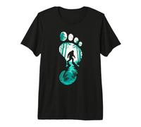 Randonneur en Forêt à la Recherche D'empreintes de Bigfoot T-Shirt Haut de Gamme