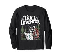 Randonneur en Plein air Trail Inventor Funny Hiking Raccoon Manche Longue