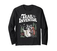 Randonneur en Plein air Trail Inventor Funny Hiking Raccoon Manche Longue