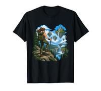 Randonneur Observant des îles flottantes au-Dessus d'une vallée de pin T-Shirt