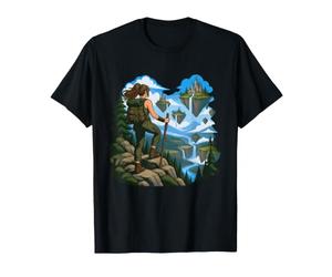 Randonneur Observant des îles flottantes au-Dessus d'une vallée de pin T-Shirt