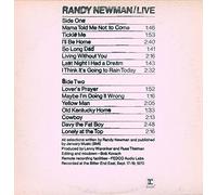 RANDY NEWMAN - RANDY NEWMAN LP, LIVE, US ISSUE PRE-OWNED EX/EX CONDITION LP