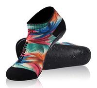 RANDY SUN Chaussettes pour homme et femme - Chaussettes de plage pieds nus - Séchage rapide - Avec semelle en TPE - Chaussures de plage pour volley de plage, surf, Vert et rouge à tube court, L