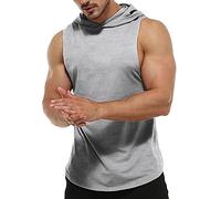 Rane Sports Hommes T-Shirts Gymnases pour Hommes Fitness Muscle Pull à Capuche Sans Manches Débardeur Haut Haut Débardeur pour Hommes, gris, Medium
