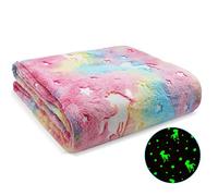 Ranedo Couverture phosphorescente 190 cm x 150 cm, Motif Licorne Couverture Douillette pour Enfants Couverture Polaire en Flanelle pour Toutes Les Saisons Cadeau de Noël, d'anniversaire Rose