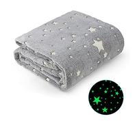 Ranedo Couverture phosphorescente pour Enfants Couverture Confortable en Flanelle Polaire Motif étoiles Couverture Toutes Saisons Couverture de Noël, d'anniversaire 190x150 cm Gris