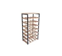 Range-Bouteilles - Box and beyond - 40x25x78 cm - Métal Noir et Bois - 7 Etagères - 28 Bouteilles