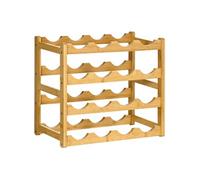 Range-bouteilles - rack à bouteilles - 4 niveaux 16 bouteilles - bois de bambou verni