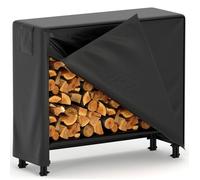 Range bûche 1 2 m avec housse noire imperméable Serre bûche en métal Support bois de chauffage pour cheminée et extérieur