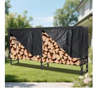 Range Bûche Intérieur Extérieur, avec housse de protection,pour Bois de Chauffage, 244x34x110CM,Charge 350 KG