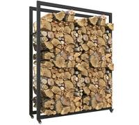 Range-bûche - Outsunny - avec 4 roues pour intérieur extérieur - charge max. 150 kg - 120l x 32P x 151H cm - métal - noir