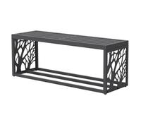 ML-Design Range-bûches pour Intérieur/Extérieur avec Banc, Acier Galvanisé | Conception 2-en-1, Rangement Bois de Chauffage, Motif Branches, Support d'Empilage, Résistant aux Intempéries, 120x38x43 cm