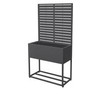 Range-bûches avec jardinière et treillis - ML-Design - anthracite - acier galvanisé 90x40x170 cm