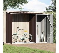 Range-bûches de jardin marron, 245 x 98 x 159 cm, en acier galvanisé, abri à outils robuste avec toit allongé pour outils, meubles de jardin, équipement d'extérieur