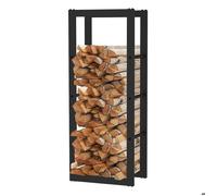 Range-Bûches d'Intérieur Kekai Rack I 40x25x100 cm Rangement à Bois avec Structure en Acier Galvanisé, Couleur Noir