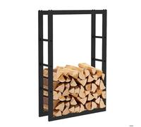 Range-Bûches d'Intérieur Kekai Rack III 60x25x100 cm Rangement à Bois avec Structure en Acier Galvanisé, Couleur Noir