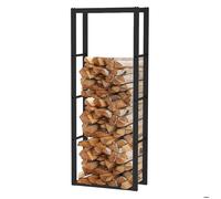 Range-Bûches d'Intérieur Kekai Rack IV 60x25x150 cm Rangement à Bois avec Structure en Acier Galvanisé, Couleur Noir