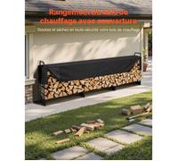 Range Bûches Extérieur 386x36x117 cm Abri Bois de Chauffage avec Couverture Imperméable 600D Oxford Porte-bûches pour Cheminée Supp…