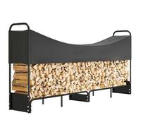 Range bûches extérieur - Outsunny - avec couverture imperméable 600D Oxford - charge 500 kg - 260 x 38 x 118 cm - noir