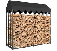 Range bûches extérieur - Outsunny - avec housse de protection 600D Oxford - capacité 1,9 m³ - acier - 186 x 70 x 185 cm - noir