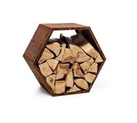 Range Bûches Hexagonal Modulable Harena En Acier Rouillé 23 X35,5 X25 Cm--