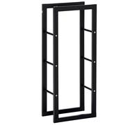 HomCom Étagère porte-bûches design contemporain – métal noir 40×25×100 cm, charge max. 100 kg
