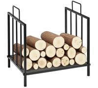 Range bûches - HOMCOM - porte-bûches étagère porte bois de cheminée charge 15 kg - métal - 44x33x46cm - noir