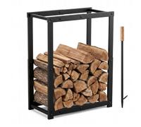 Range Bûches Intérieur Extérieur, Porte Bûches en Métal Réglable, Rangement Bois, 60x28x80 cm, Porte Bûches Avec Tisonnier, Support Bûche pour Cheminée