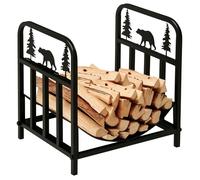 Range bûches - Outsunny - Porte-bûches - support à bois de cheminée - charge max. 50 kg - dim. 42 x 33,5 x 43 cm - métal époxy noir