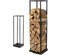 Range Bûches Porte Bois Chauffanges en Acier Etagères Vintage Métal Noir Accessoires Cheminée - 31,5 x 31 x H.115 cm