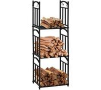 Range bûches - Outsunny - Porte-bûches rack à bûches pour bois de cheminée - modulable - 4 crochets - dim. 46 x 32 x 126 cm