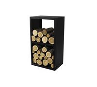 Range bûches rectangulaire LOLI en acier noir 45x30x80 cm