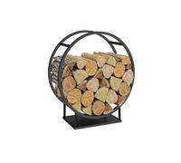 IDMARKET Range bûches rond 70 x 30 x 74 cm acier noir