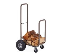 Range-bûches sur roues rangement à roulettes 60 kg marron chariot à bûches