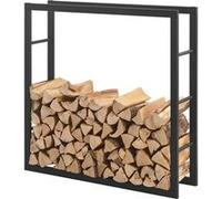 Range-bûches Täby en acier 100 x 25 x 100 cm noir [en.casa] Noir G