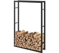 Range-bûches Täby en acier 100 x 25 x 150 cm noir [en.casa] Noir G