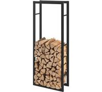 Range-bûches Täby en acier 60 x 25 x 150 cm noir [en.casa] Noir G