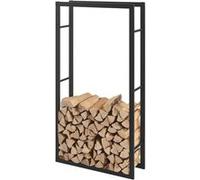Range-bûches Täby en acier 80 x 25 x 150 cm noir [en.casa] Noir G