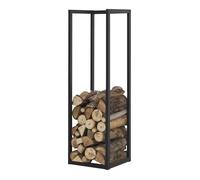 [en.casa] Range-Bûches pour Usage Intérieur Extérieur Porte-Bûches Design Support Rangement Bois de Chauffage Acier Laqué 35 x 35 x 120 cm Noir