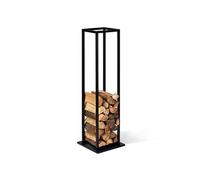 IDMARKET Range bûches vertical acier noir avec étagère H.112 CM pour cheminée