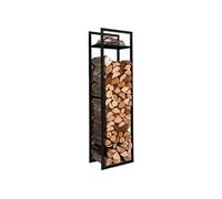 IDMarket Range-bûches Vertical Acier noir avec étagère H.170 cm pour cheminée