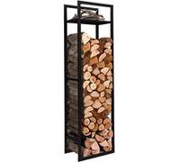 IDMarket Range-bûches Vertical Acier noir avec étagère H.170 cm pour cheminée
