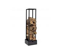 Range bûches vertical acier noir H. 125 cm avec tiroir
