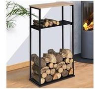 IDMarket - Range bûches Vertical Large avec 2 étagères 33 x 66 x 112 cm pour cheminée