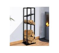 Range bûches vertical pour cheminée avec 2 étagères en acier noir 112 CM
