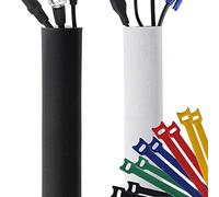 Range Câble 305 cm de Haute Qualité, Meilleure Gaine de Management de Câbles pour Télé, Bureau, Ordinateur, Maison - Cache Câble Réglable Réversible Noir et Blanc en Néoprène Organiser Vos Fils